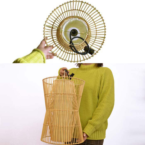 吊り下げ照明 ラタンダブル編み くびれ臼型 LED電球 E26 手編み 照明