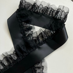 成人式 伊達襟 重ね衿 レース 着物 振袖 黒 ブラック 前撮り 後撮り