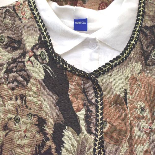 送料無料）チャイナ風◎ゴブラン織り総柄 ベスト風付け襟