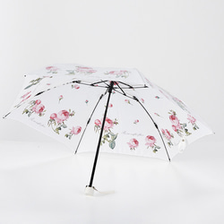 〈ルドゥーテ〉晴雨兼用折りたたみ傘　ロサ・ケンティフォリア柄　収納袋付 1枚目の画像