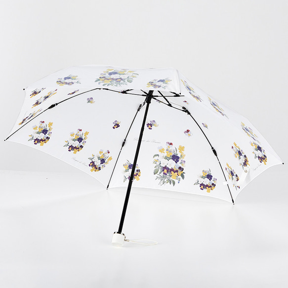 〈ルドゥーテ〉晴雨兼用折りたたみ傘　パンジー柄　収納袋付 1枚目の画像