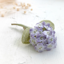 パープル 紫陽花ブローチ レース編みアクセサリー あじさい アナベル