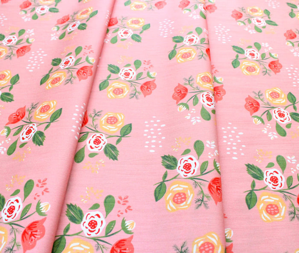 カットクロス Monaluna Vintage 74 V74-03 Bouquet on Pink 4枚目の画像