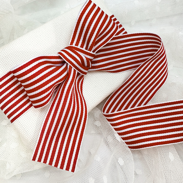 専用　赤白リボン USA リボン ストライプ 赤×白 1m単位 R17 リボン・テープ アンの家