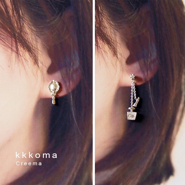 香水口紅手鏡ピアス　シルバーピアス