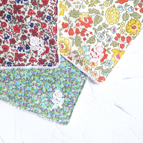 選べる！リバティプリント使用♡バラレースのミニタオル 15cm /幼稚園