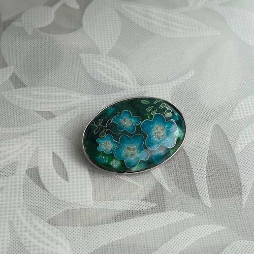 七宝焼き ブローチ ネモフィラ ブローチ nico-nuco 通販 16006530