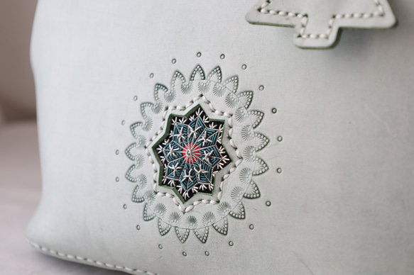 Sekka Snowflake 3 向扣 Lux 帆布背包 真皮包 手工皮包 手工染色/手工縫製 第4張的照片