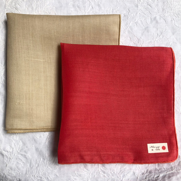 リネンハンカチ(小) 24cm 薄地 麻100% ハンカチーフ　ポケットチーフ　抗菌　手ぬぐい 12枚目の画像
