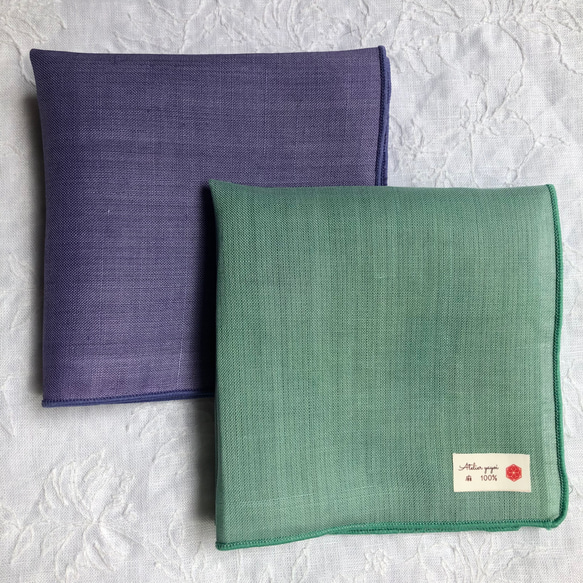 リネンハンカチ(小) 24cm 薄地 麻100% ハンカチーフ　ポケットチーフ　抗菌　手ぬぐい 13枚目の画像