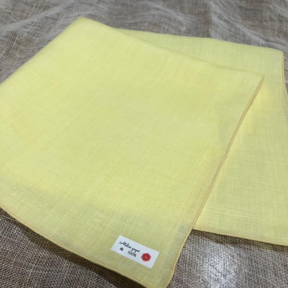 リネンハンカチ(小) 24cm 薄地 麻100% ハンカチーフ　ポケットチーフ　抗菌　手ぬぐい 6枚目の画像