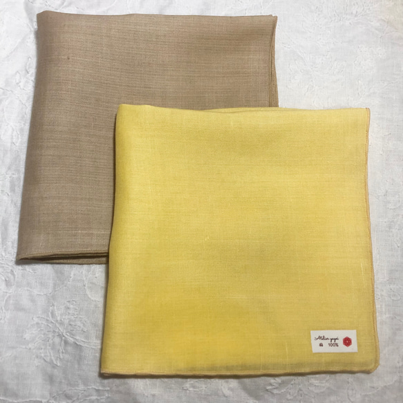 リネンハンカチ(小) 24cm 薄地 麻100% ハンカチーフ　ポケットチーフ　抗菌　手ぬぐい 7枚目の画像
