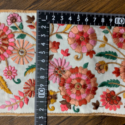 ５０ｃｍ～　幅約12.5cm　8色　インド刺繍リボン　綿 3枚目の画像