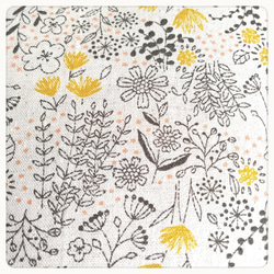 北欧風黄色いお花☆綿麻キャンバス生地　クッションカバー　45×45cm 3枚目の画像