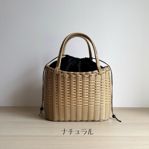 3色展開】【受注製作】夏のお出かけカゴバッグ＊かご持ち手タイプ