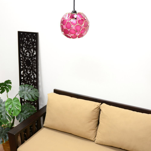 吊り下げライト カピス貝 プルメリア 間接照明 天井照明 天然素材