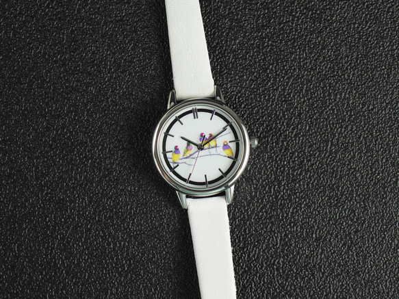 七彩文鳥群手錶 白色錶帶 女裝手錶 全球免運 第4張的照片