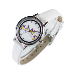 七彩文鳥群手錶 白色錶帶 女裝手錶 全球免運 第2張的照片