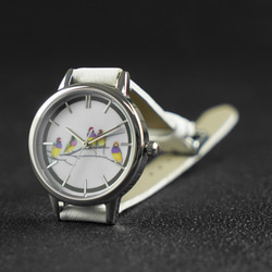 七彩文鳥群手錶 白色錶帶 女裝手錶 全球免運 第5張的照片