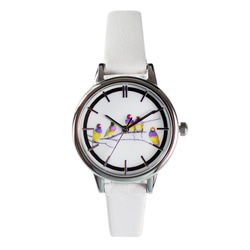 七彩文鳥群手錶 白色錶帶 女裝手錶 全球免運 第6張的照片