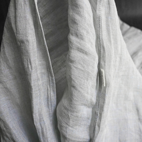 保冷剤いらず 上質リネンの手ぬぐい フロスティブルー×亜麻色　ミニストール　タオル 4枚目の画像