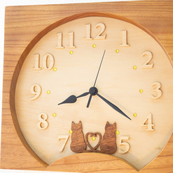 仲良し猫のお月見時計 2枚目の画像