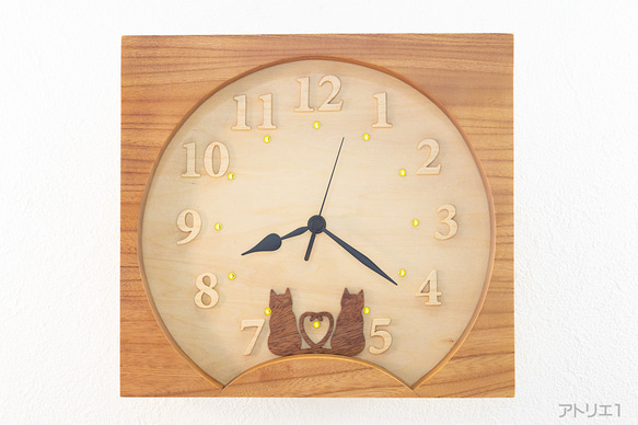 仲良し猫のお月見時計 1枚目の画像