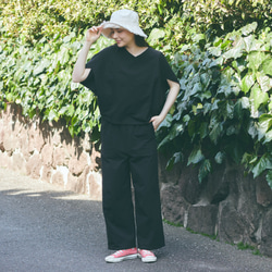 森野學校彈性夏季寬褲（黑色）| mg-pt09-bk 第11張的照片