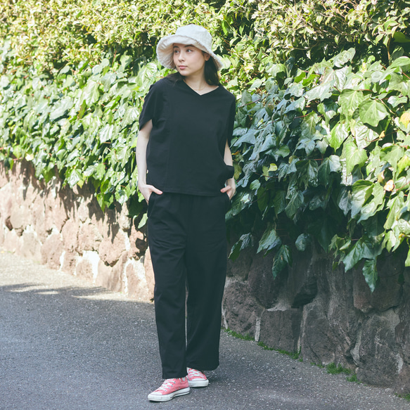 Morino Gakko 彈性夏季寬褲 (黑色) 第18張的照片