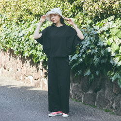 森野學校彈性夏季寬褲（黑色）| mg-pt09-bk 第15張的照片