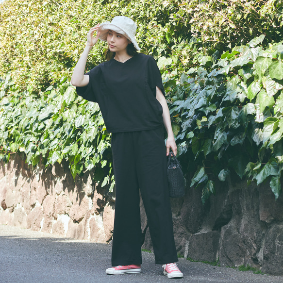Morino Gakko 彈性夏季寬褲 (黑色) 第16張的照片