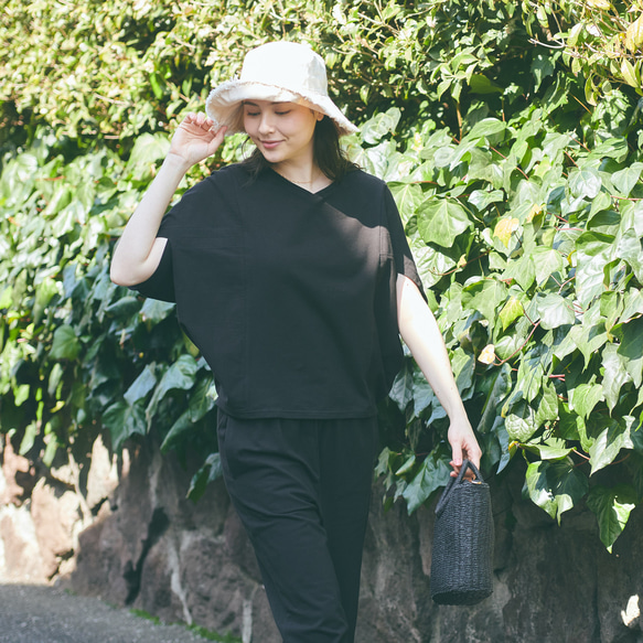 森野學校彈性夏季寬褲（黑色）| mg-pt09-bk 第9張的照片