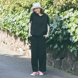 森野學校彈性夏季寬褲（黑色）| mg-pt09-bk 第14張的照片