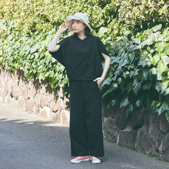 Morino Gakko 彈性夏季寬褲 (黑色) 第19張的照片