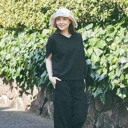 Morino Gakko 彈性夏季寬褲 (黑色) 第5張的照片