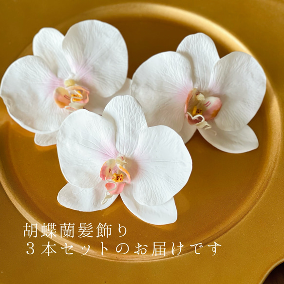 大きな胡蝶蘭髪飾りセット＊カスミ草・パール追加可能＊ヘッドドレス＊ウェディング＊前撮り＊和装＊白無垢＊コチョウラン 5枚目の画像