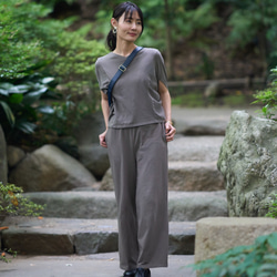 Morino Gakko 彈性夏季寬褲（炭灰色） 第17張的照片