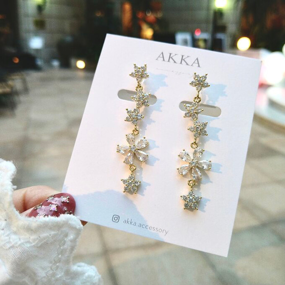 14kgp◆Random flower bijou earrings ランダムフラワービジューイヤリング　樹脂イヤリング 14枚目の画像