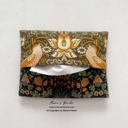 時尚 William Morris 黃色拼布草莓小偷花卉圖案口袋紙巾盒 第3張的照片