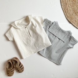 cotton linen セーラーカラー　シャツ 1枚目の画像