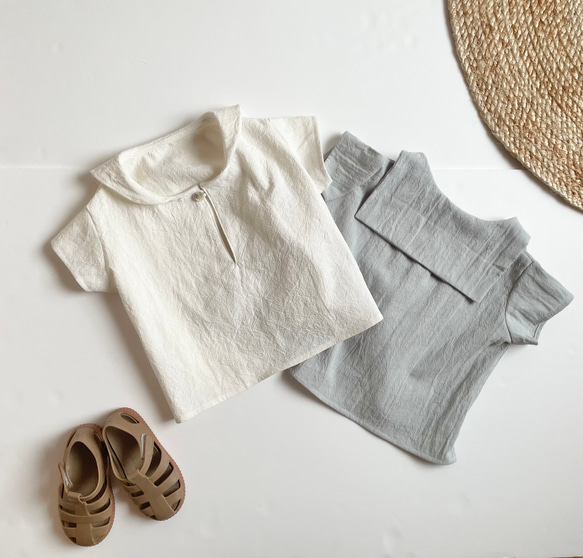 cotton linen セーラーカラー　シャツ 1枚目の画像