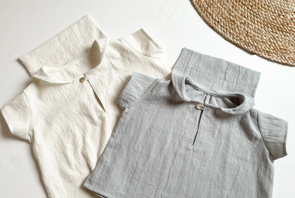 cotton linen セーラーカラー　シャツ 2枚目の画像