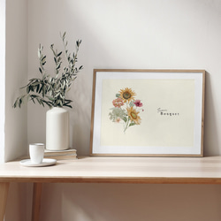 夏のひまわりのポスター　/ i1388 / 向日葵と紫陽花など　初夏の花　インテリアポスター 3枚目の画像