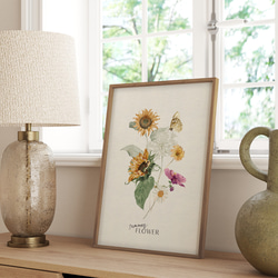 夏のひまわりのポスター　/ i1383 / 向日葵と紫陽花など　初夏の花　インテリアポスター 4枚目の画像