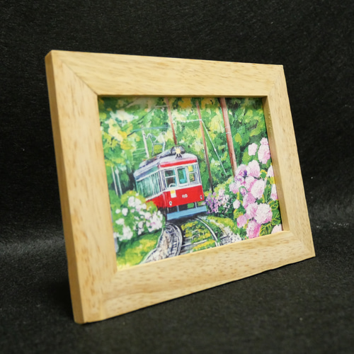 アートポスターカード【紫陽花薫る箱根登山鉄道】 絵画 HR