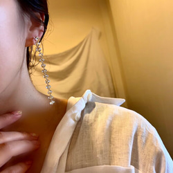 14kgp◆Bijou chain simple long earrings ロングチェーンのシンプル樹脂イヤリング 3枚目の画像