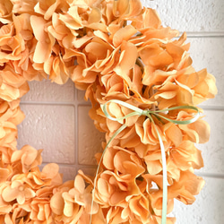 ♥️母の日♥️フレッシュ紫陽花リース(直径26cm)☆オレンジ 5枚目の画像