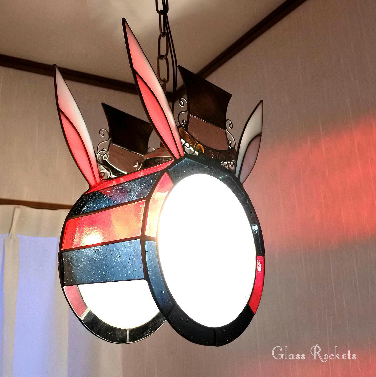 うさぎランプ アリス 送料無料 ウサギ ステンドグラス 照明 ランプ ペンダント