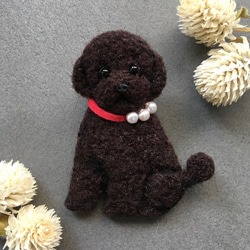 大きなサイズ 羊毛フェルト ハンドメイド 茶色プードル 巻き毛が