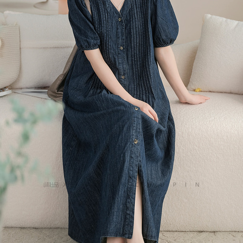 デニムワンピース デニム 春夏 おしゃれなデザイン 婦人服